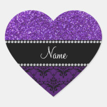 Damasco púrpura conocido personalizado del brillo calcomanías corazones personalizadas