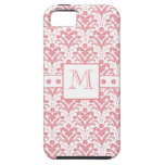 Damasco retro rosado y blanco elegante del art déc iPhone 5 Case-Mate protector