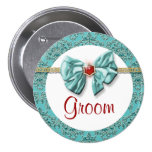 Damasco rojo "botones nupciales " del oro de la ag pins