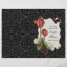 Damasco rojo poner crema negro del tulipán de n -  tarjetón