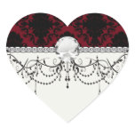 damasco romántico rojo y negro del diamante pegatinas