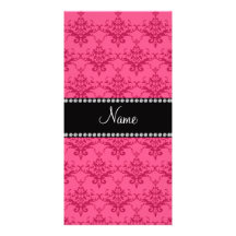 Damasco rosado conocido personalizado tarjeta fotográfica