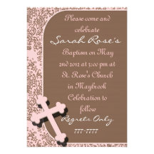 DAMASCO ROSADO de las invitaciones del BAUTISMO pa Anuncio Personalizado