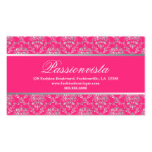 Damasco rosado de plata elegante elegante tarjetas personales
