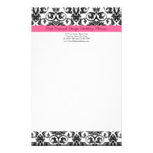 Damasco rosado del Victorian y blanco fucsia Papelería Personalizada