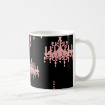 damasco rosado elegante de la lámpara en negro tazas