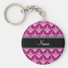 Damasco rosado magenta conocido personalizado llavero personalizado