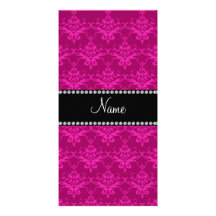 Damasco rosado magenta conocido personalizado tarjeta fotográfica