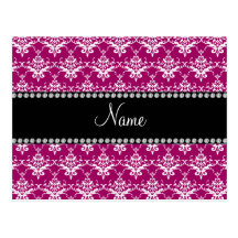 Damasco rosado magenta conocido personalizado postales