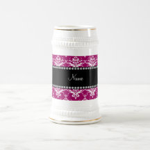 Damasco rosado magenta conocido personalizado tazas