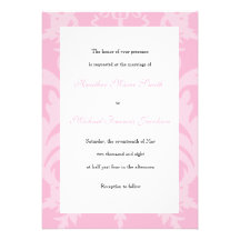 Damasco simple pálido - invitación rosada del boda