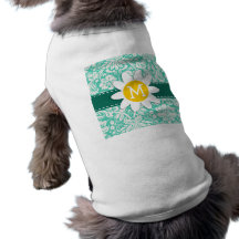 Damasco verde de Seafoam; Margarita de la primaver Camisetas De Perro