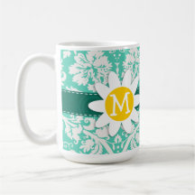 Damasco verde de Seafoam; Margarita de la primaver Tazas