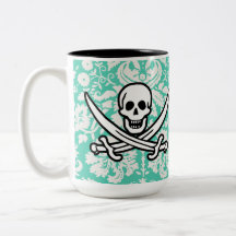 Damasco verde Rogelio alegre de Seafoam Tazas De Café