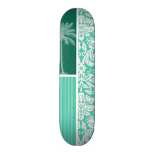 Damasco verde tropical de Seafoam Patineta Personalizada