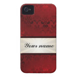 Damasco y cinta rojos iPhone 4 Case-Mate cobertura