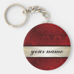 Damasco y cinta rojos llavero personalizado