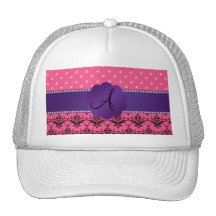 Damasco y diamantes rosados del monograma gorra