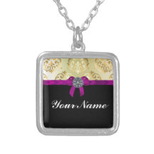 Damasco y negro del oro personalizados grimpola personalizada