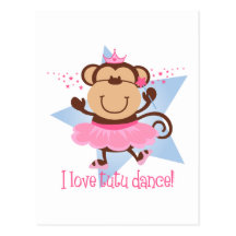 Danza del tutú del amor del mono postal