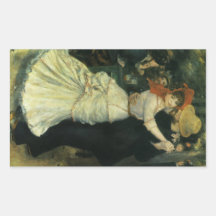 Danza en Bougival por Renoir, impresionismo del vi Rectangular Pegatinas