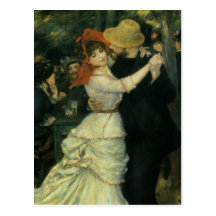 Danza en Bougival por Renoir, impresionismo del vi Postal