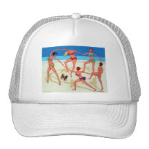 ¡Danza feliz - chicas el vacaciones en la playa! Gorras