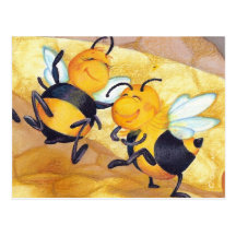 Danza/postal de la abeja de la miel