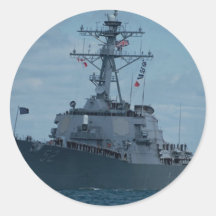 DDG 52" Arleighe Burke", primero de la nueva tutel Pegatina Redonda