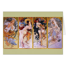 ~ de Alfons Mucha las cuatro estaciones Tarjeta