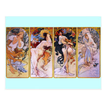~ de Alfons Mucha las cuatro estaciones Tarjetas Postales
