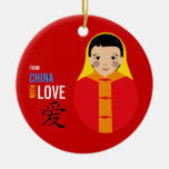 De China con amor - hilo rojo de la adopción del m Ornamento De Navidad