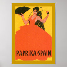 De "etiqueta España de la paprika" del vintage Impresiones