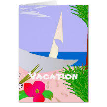 De la prisa tarjeta de vacaciones detrás