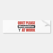 De la tranquilidad Weightlifter por favor en el tr Etiqueta De Parachoque