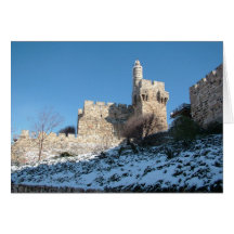 Debaixo de neve de Cidade Velha de Jerusalém Felicitacion