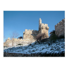 Debaixo de neve de Cidade Velha de Jerusalém Tarjetas Postales