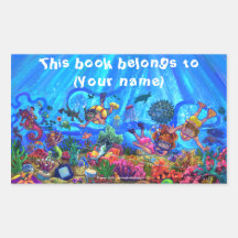 Debajo de la placa de libro del mar pegatina