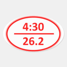 Debajo del 4:30 para un maratón calcomanías ovales personalizadas