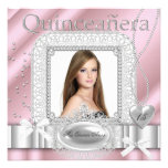 Décimo quinta foto blanca rosada de la perla del c invitación