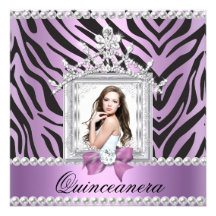 Décimo quinta perla de la lila de la cebra de la f invitacion personalizada