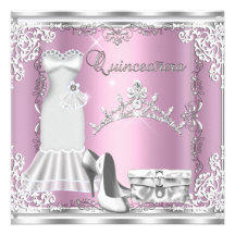 Décimo quinta tiara de plata rosada del diamante d invitacion personalizada