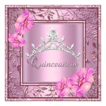 Décimo quinta tiara rosada del rosa de la fiesta d invitacion personalizada