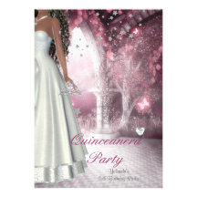 Décimo quinto vestido blanco de la fiesta de cumpl invitaciones personalizada