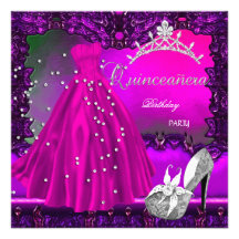 Décimo quinto vestido del rosa de la fiesta de cum invitacion personal 