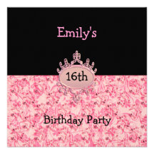 Décimosexto fiesta de cumpleaños del negro floral  invitaciones personales 