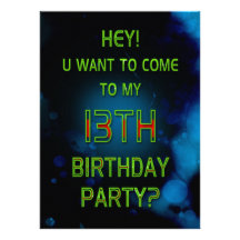 décimotercero cumpleaños - invitación - geométrico