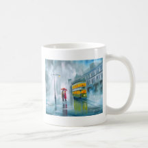 DECIR ADIÓS día lluvioso de la pintura al óleo de  Taza