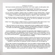 DECLARACIÓN JURADA de TRUTHBe él sabido a todos qu Poster