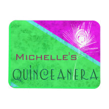 Decoración de Quinceanera del pavo real Iman Rectangular